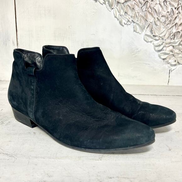 Paul Green Suede Almond Toe Block Heel Ankle Boots Black Women's Size 5.5 UK - Picture 1 of 9